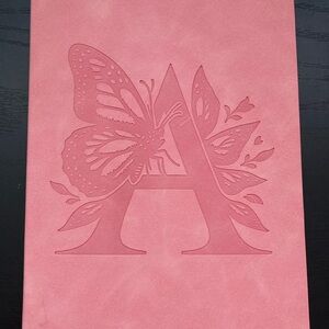 Embossed Monogram 'A' Journal  - Pink Butterfly Design